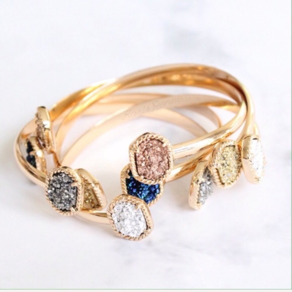 Crystal stone gold druzy pendant necklace - Picture 6 of 7